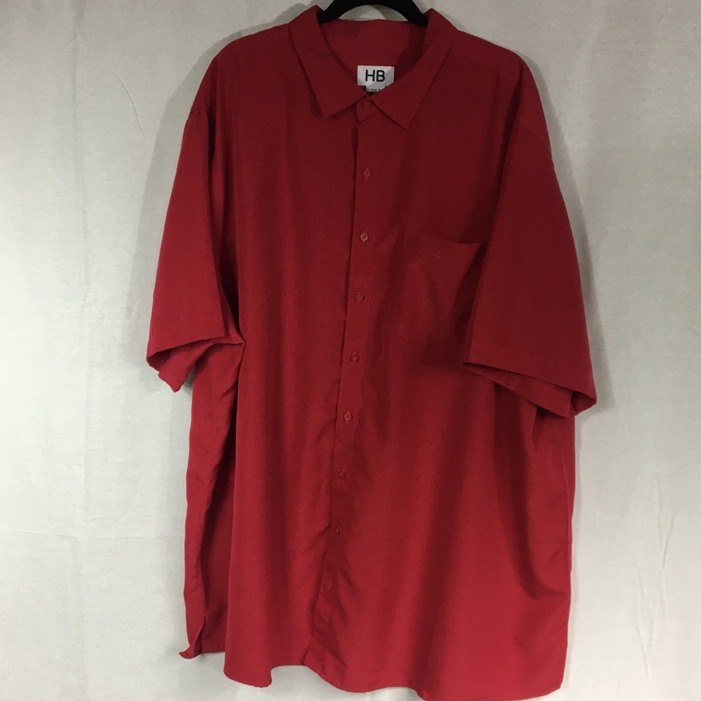 HB Harbor Bay Shirt Mens 3XLT Button Up Short Sleeve Red 100% polyester